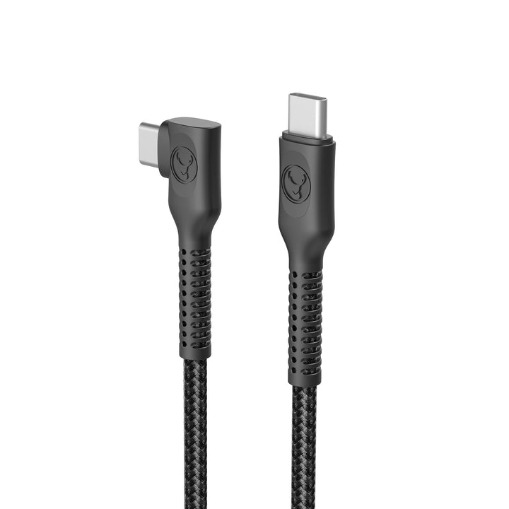 Bonelk Long-Life Easy Grip USB-C to USB-C Right Angle Cable, 100W (3m) - Black