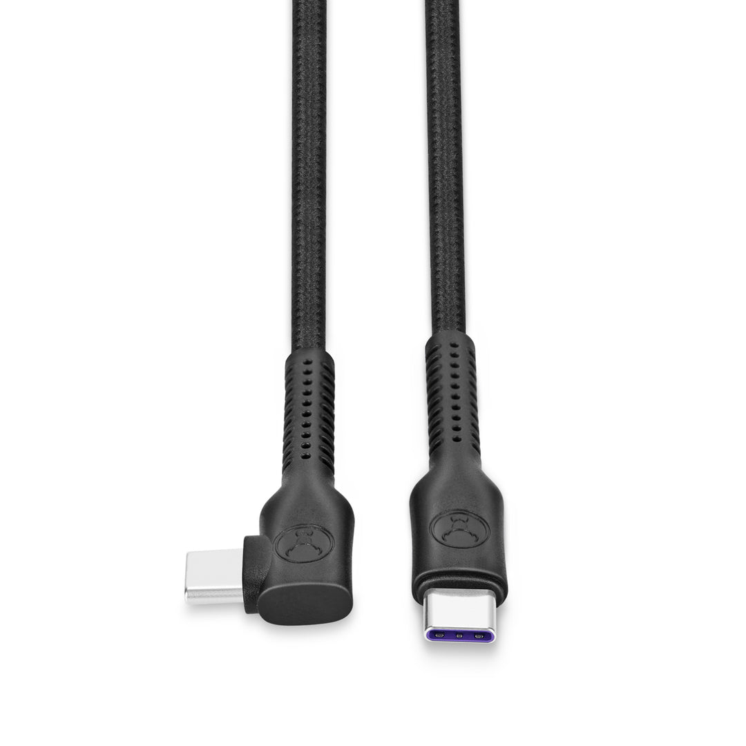 Bonelk Long-Life Easy Grip USB-C to USB-C Right Angle Cable, 100W (3m) - Black