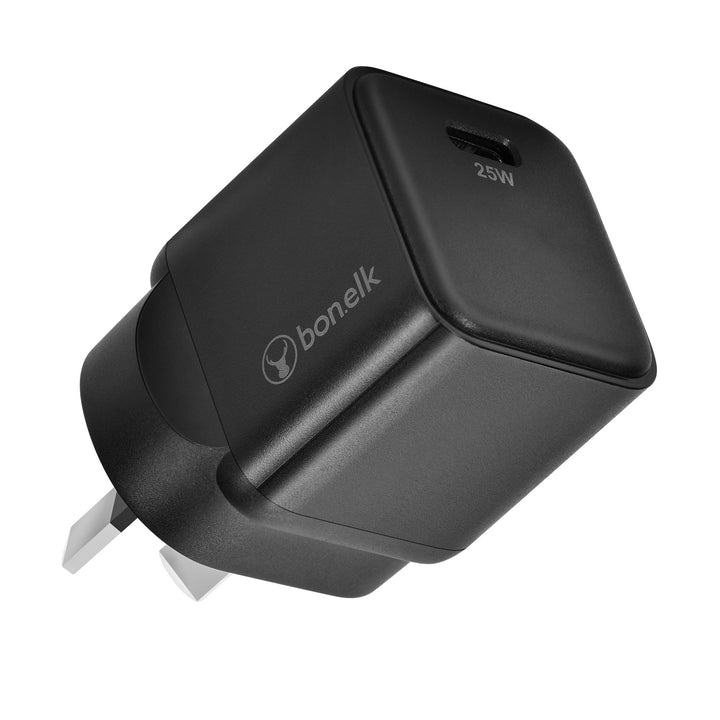 Bonelk 25W PD GaN Wall Charger, 1 x USB-C, 1 x USB-C/C Cable 1.5m  - Black