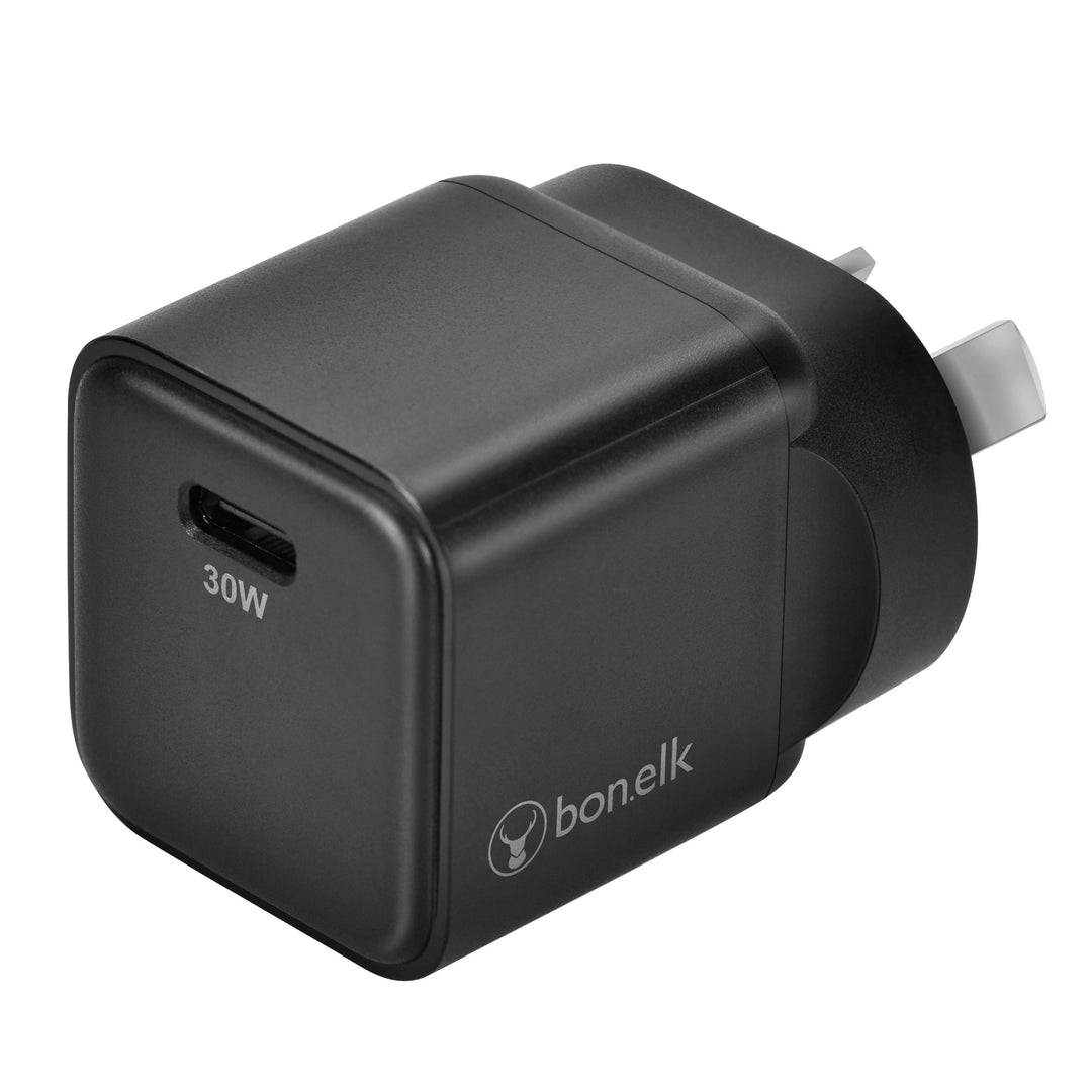 Bonelk 30W PD GaN Wall Charger, 1 x USB-C, 1 x USB-C/C Cable 1.5m  - Black