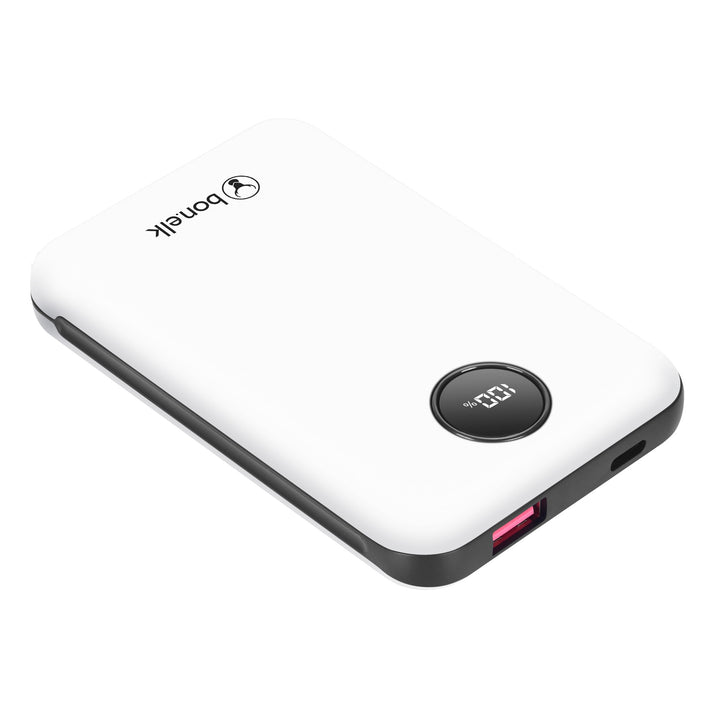 Bonelk 10k mAh Power Bank Mini, 1 x USB-C PD20W, 1 x USB-A QC22.5W - White