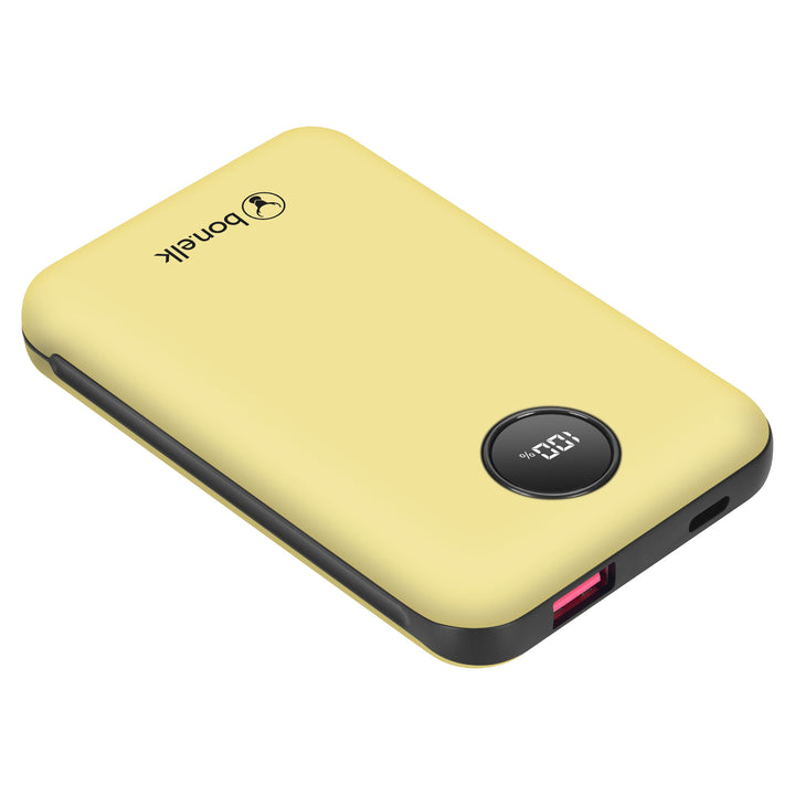 Bonelk 10k mAh Power Bank Mini, 1 x USB-C PD20W, 1 x USB-A QC22.5W - Yellow