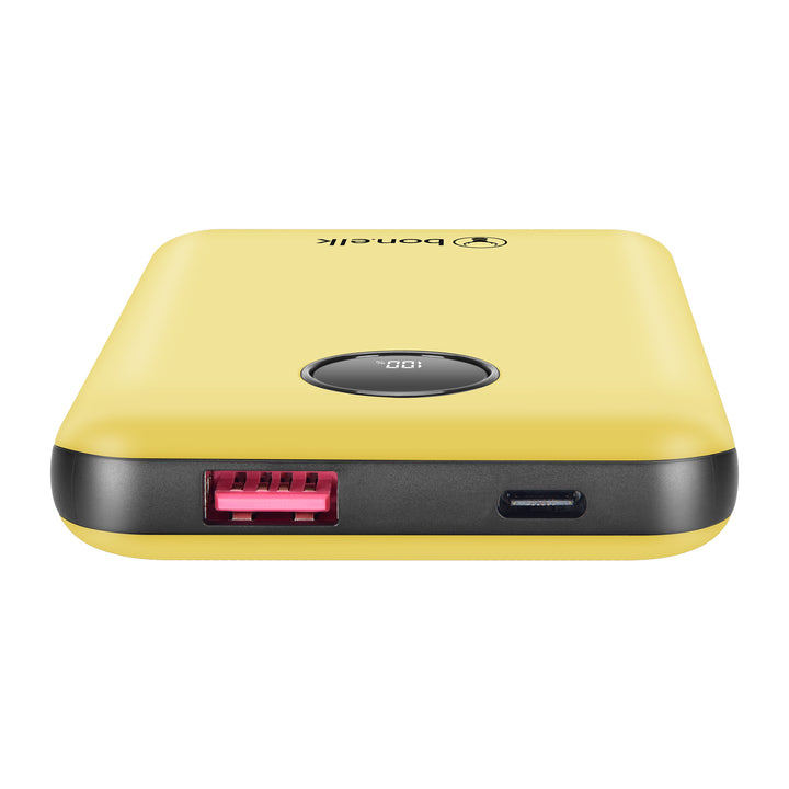 Bonelk 10k mAh Power Bank Mini, 1 x USB-C PD20W, 1 x USB-A QC22.5W - Yellow