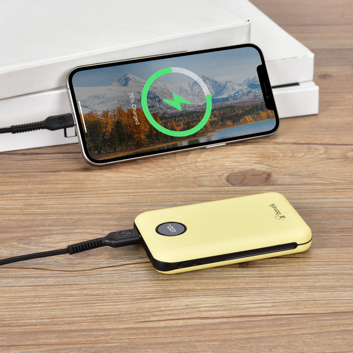 Bonelk 10k mAh Power Bank Mini, 1 x USB-C PD20W, 1 x USB-A QC22.5W - Yellow