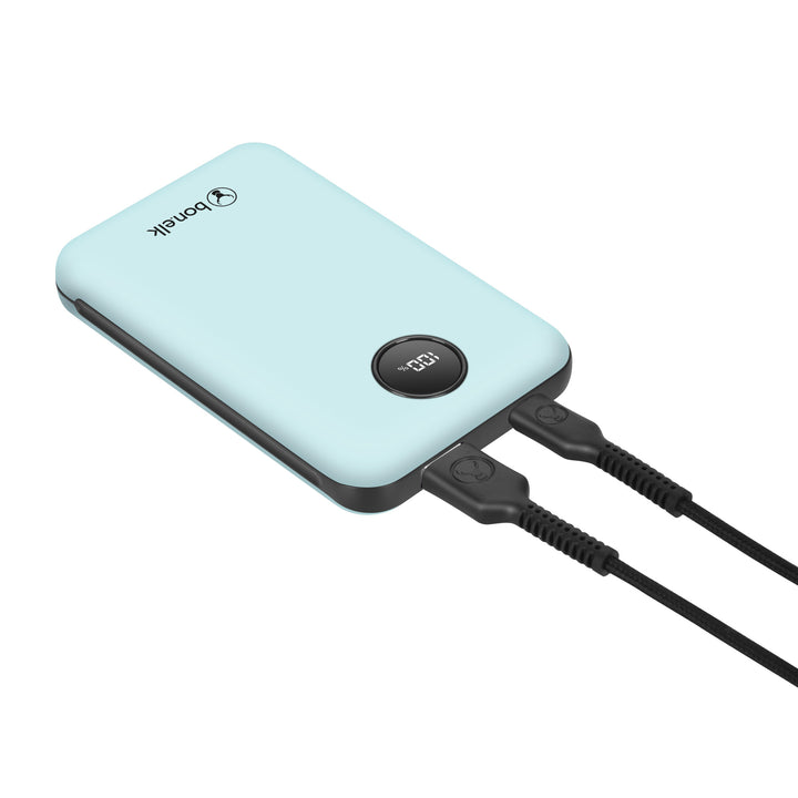 Bonelk 10k mAh Power Bank Mini, 1 x USB-C PD20W, 1 x USB-A QC22.5W - Blue