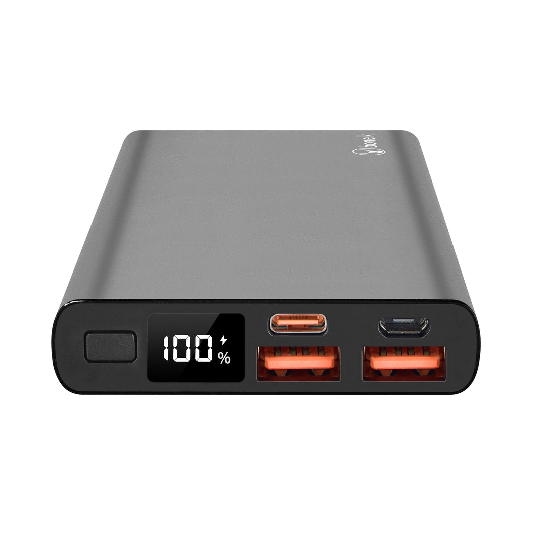 Bonelk 10k mAh Power Bank Slim Eco Series, 1 x USB-C PD20W, 2 x USB-A QC18W - Black