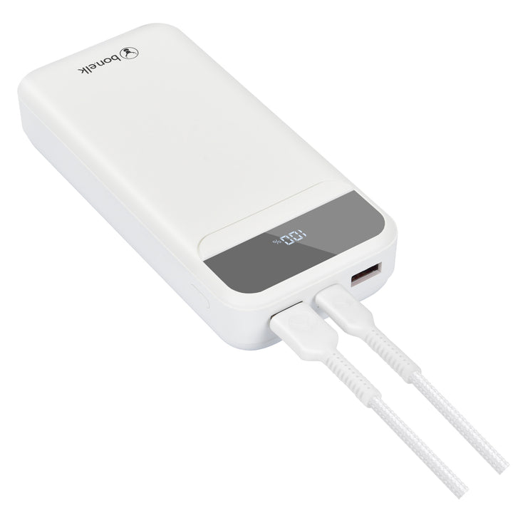 Bonelk 20k mAh Power Bank Pro, 1 x USB-C PD20W, 1 x USB-A QC22.5W - White