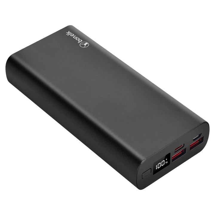 Bonelk 20k mAh Power Bank Slim Eco Series, 1 x USB-C PD20W, 2 x USB-A QC18W - Black