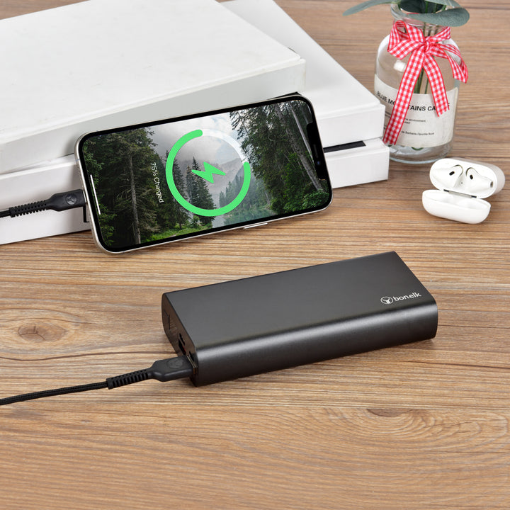 Bonelk 20k mAh Power Bank Slim Eco Series, 1 x USB-C PD20W, 2 x USB-A QC18W - Black