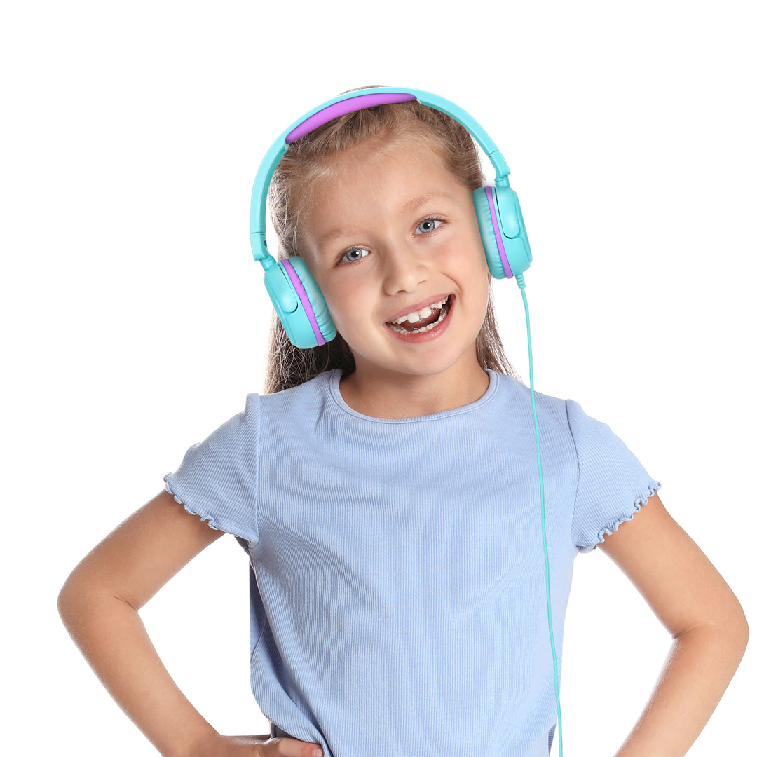 Bonelk Comfort Kids Wired Headphones - Teal/Purple