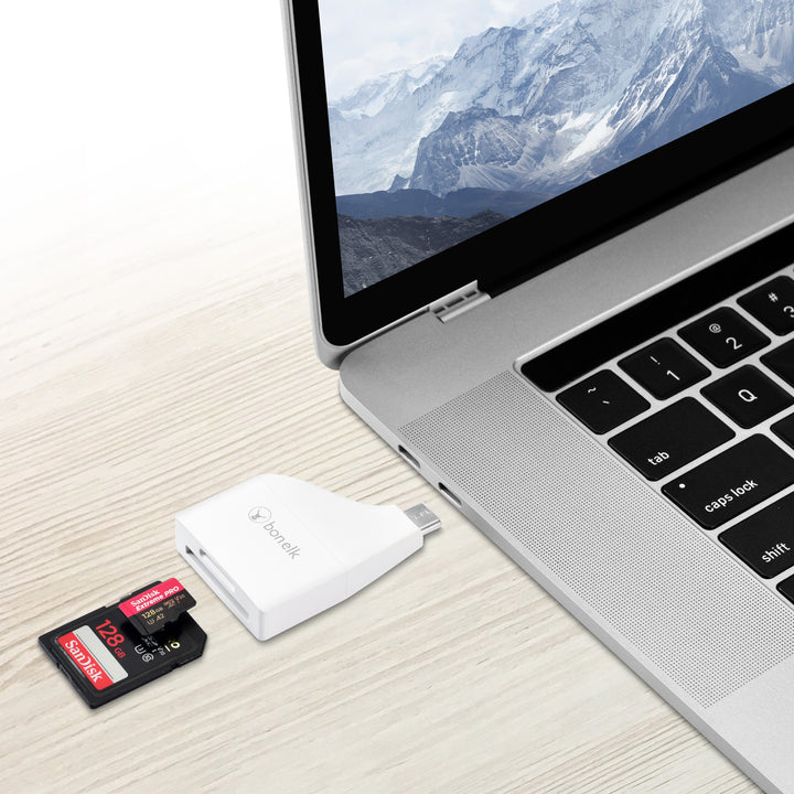 Bonelk USB-C to MicroSD/SD Adapter - White